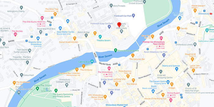 Google Map image showing Theatre Severn location